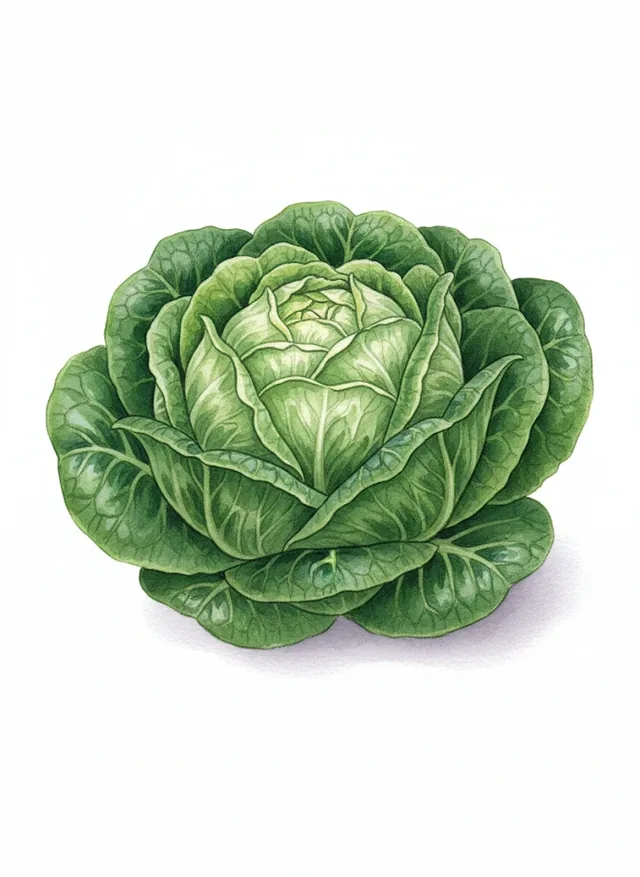 Laitue Pommee Grasse Madrilene, illustration botanique