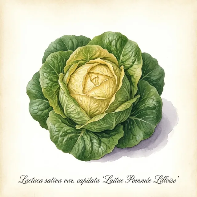 Laitue Pommee Lilloise, illustration botanique