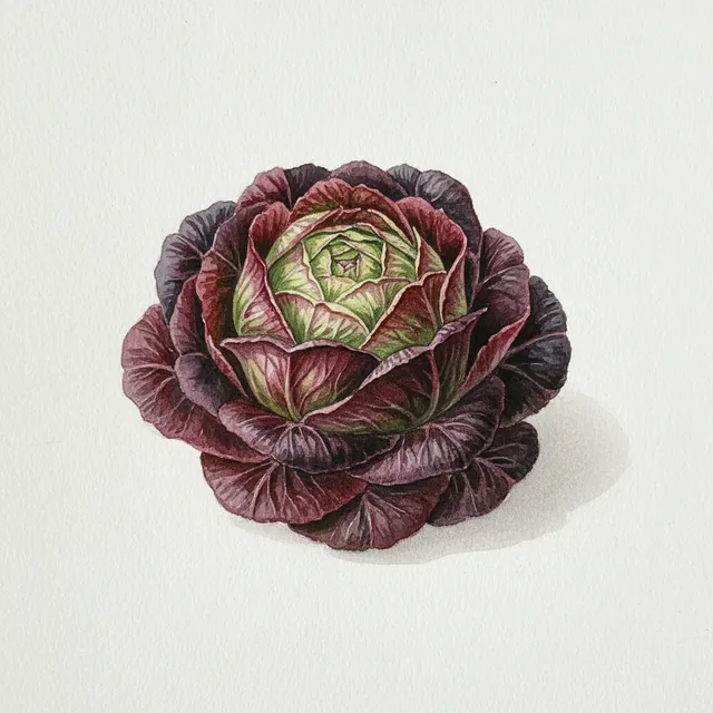 Laitue Pommee Merveille Des 4 Saisons, illustration botanique
