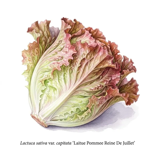 Laitue Pommee Reine De Juillet, illustration botanique