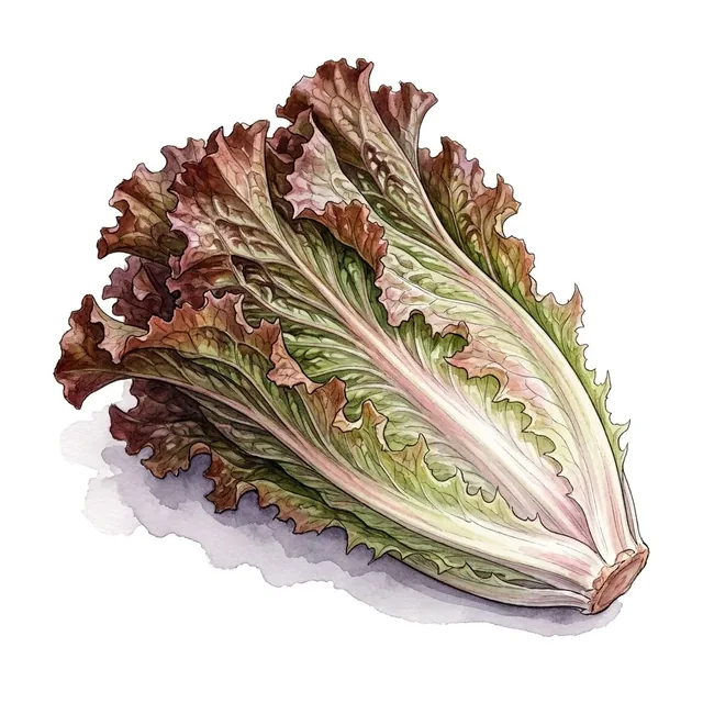 Laitue Romaine Escalona Negra, illustration botanique