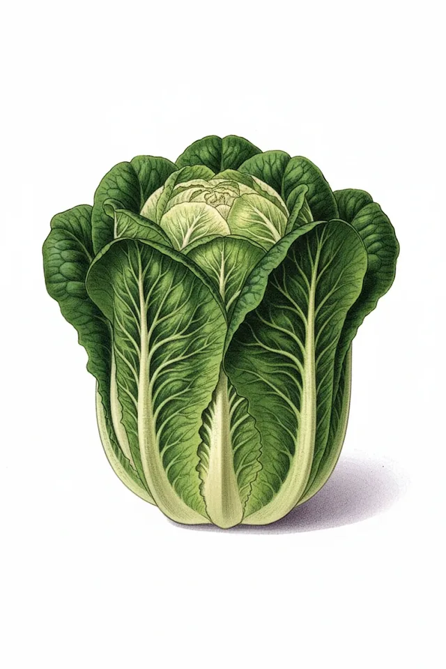 Laitue Romaine Pomme en Terre, illustration botanique