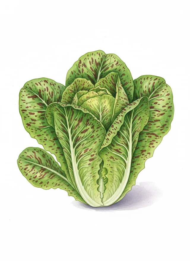Laitue romaine Queue de Truite (Chicon Panaché), illustration botanique