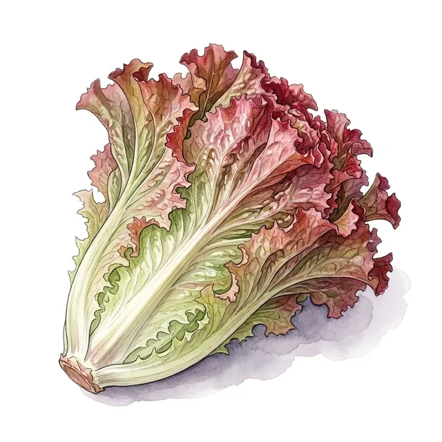 Laitue Romaine Verte Maraichere, illustration botanique