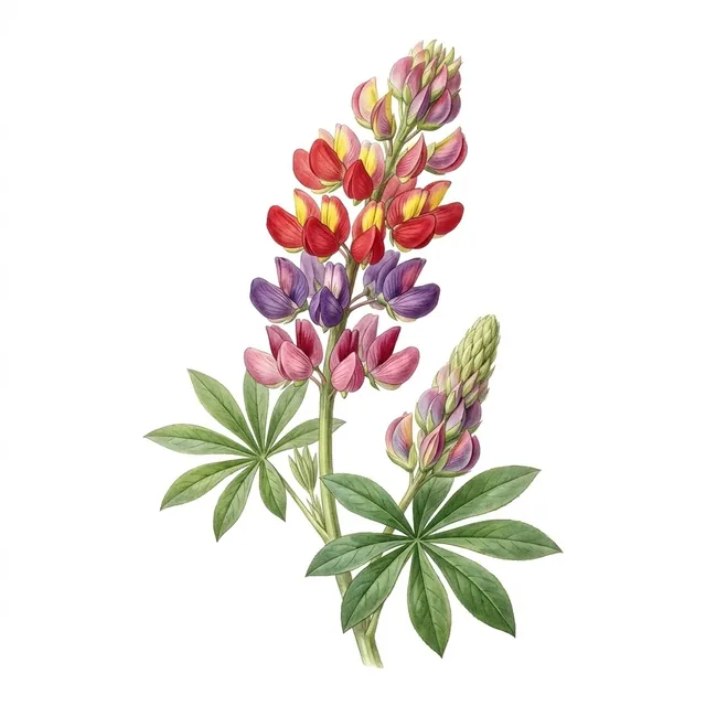Lupin De Russell, illustration botanique