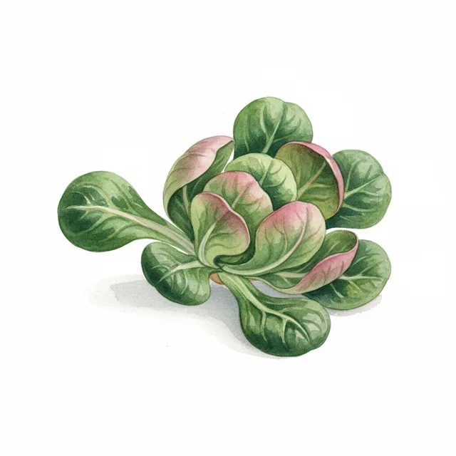 Mache Verte A Coeur Plein, illustration botanique