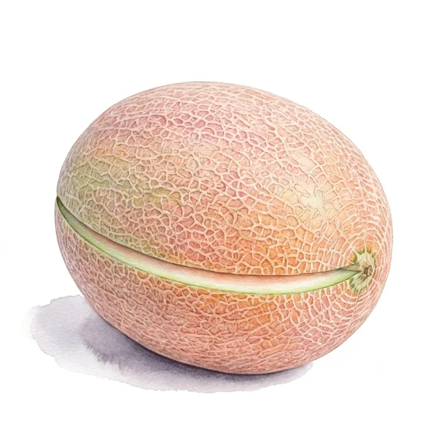 Melon Cantaloup Vedrantais Super Precoce Du Roc, illustration botanique