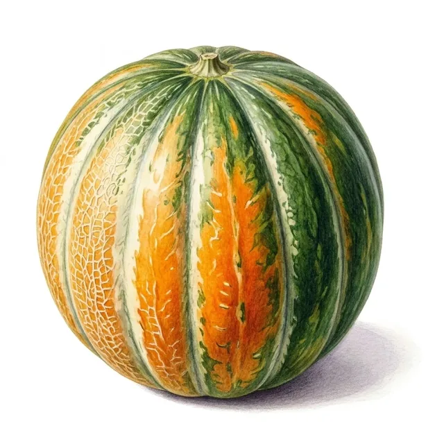 Melon Indien Kajari, illustration botanique