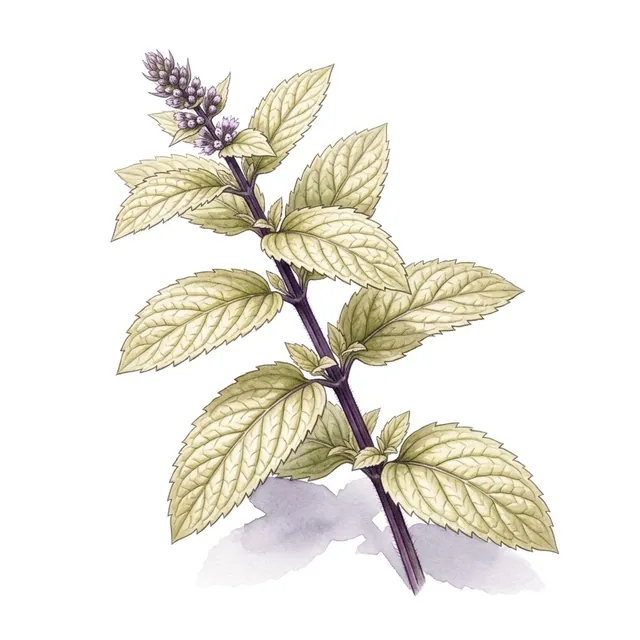 Menthe Poivree, illustration botanique