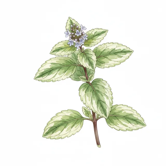 Menthe Pomme, illustration botanique