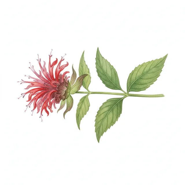 Monarde Bergamote En Melange, illustration botanique