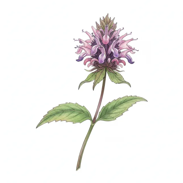 Monarde Stalagmite, illustration botanique