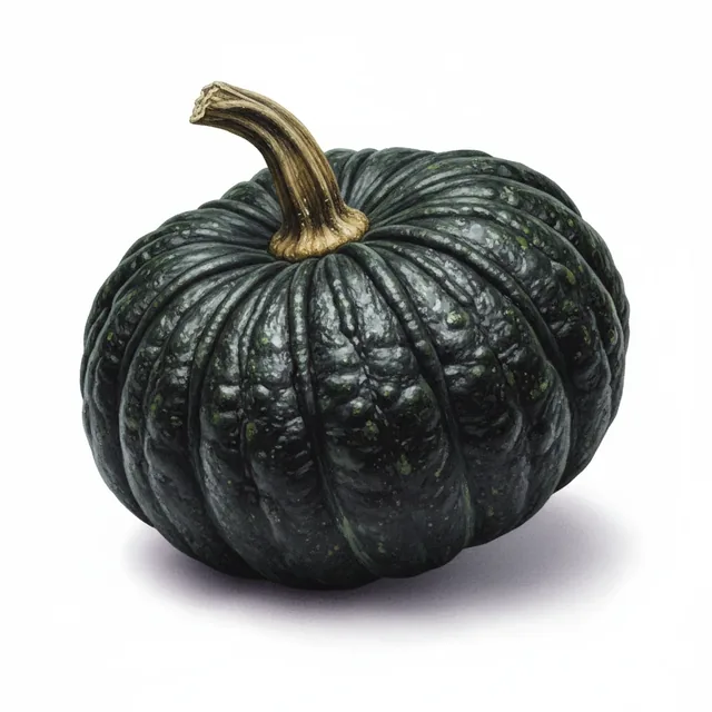 Moschata squash Futsu Black, illustration botanique