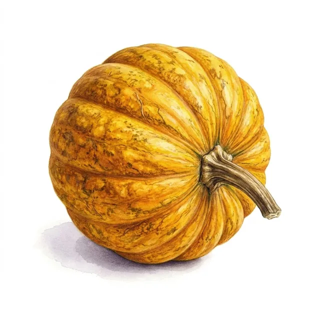 Moschata squash Kikuza, illustration botanique
