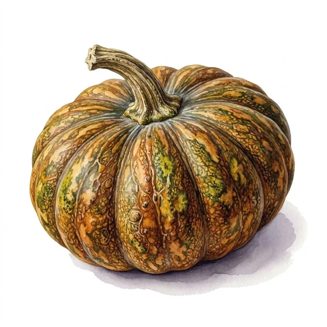 Moschata squash Musquée du Népal, illustration botanique