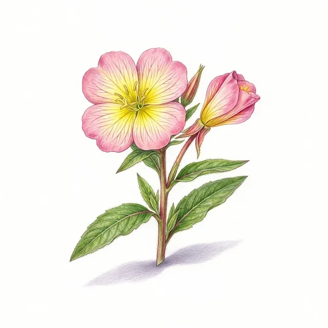 Onagre Bisannuel, illustration botanique