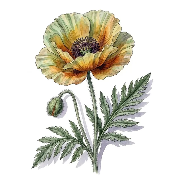 Papaver apokrinomenon, illustration botanique