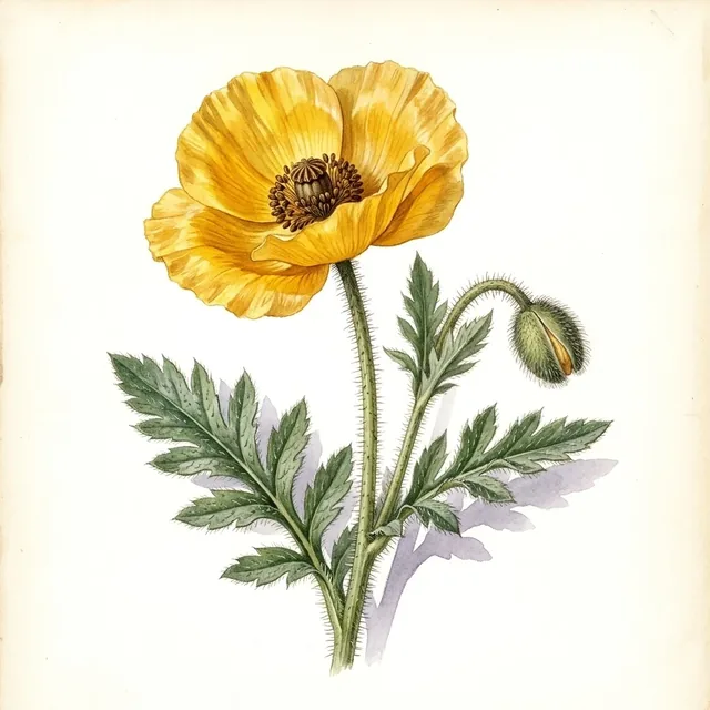 Papaver miyabeanum, illustration botanique