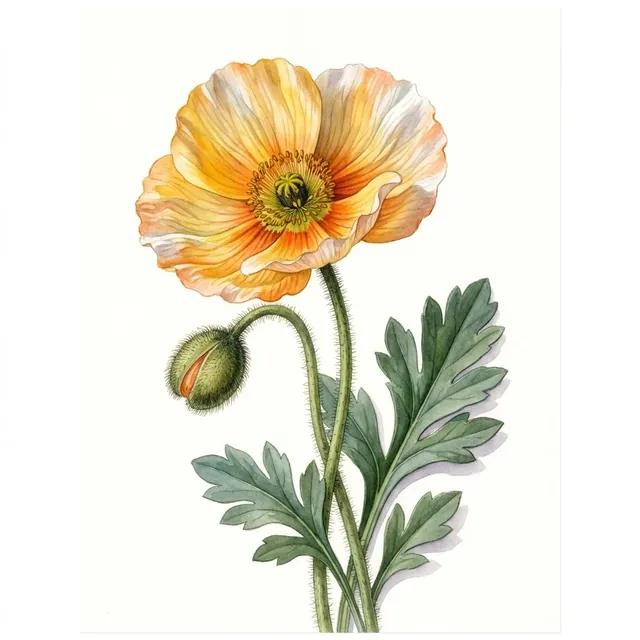 Papaver nudicaule, illustration botanique