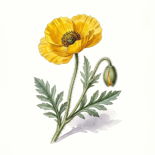 Papaver pseudocanescens, illustration botanique