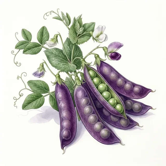 Peas Sugar Magnolia, illustration botanique