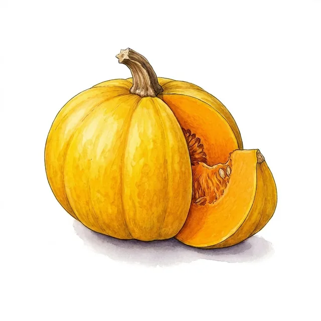 Pepo squash Sweet Dumpling , illustration botanique