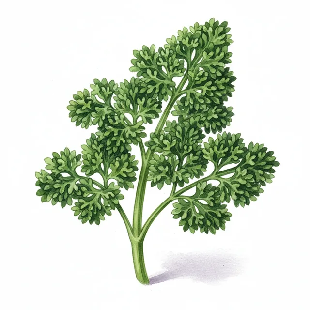 Persil Frisé nain mousse 2, illustration botanique