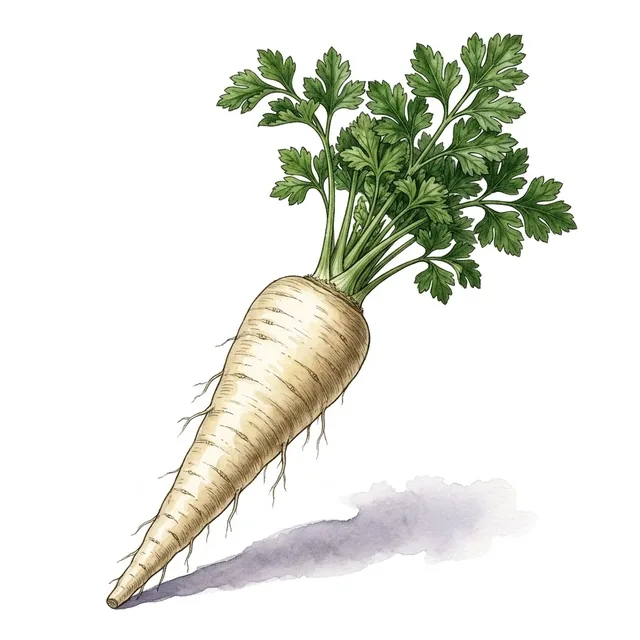 Persil Tubereux A Grosse Racine Hatif, illustration botanique