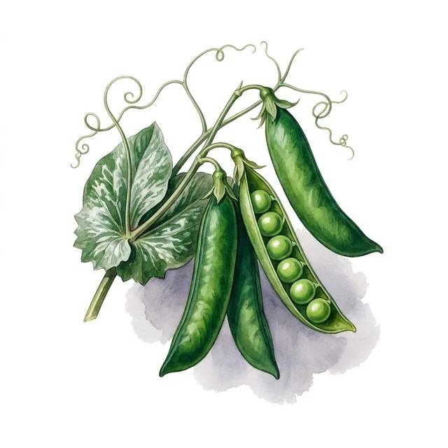 Petit Pois A Rame Roi Des Conserves, illustration botanique