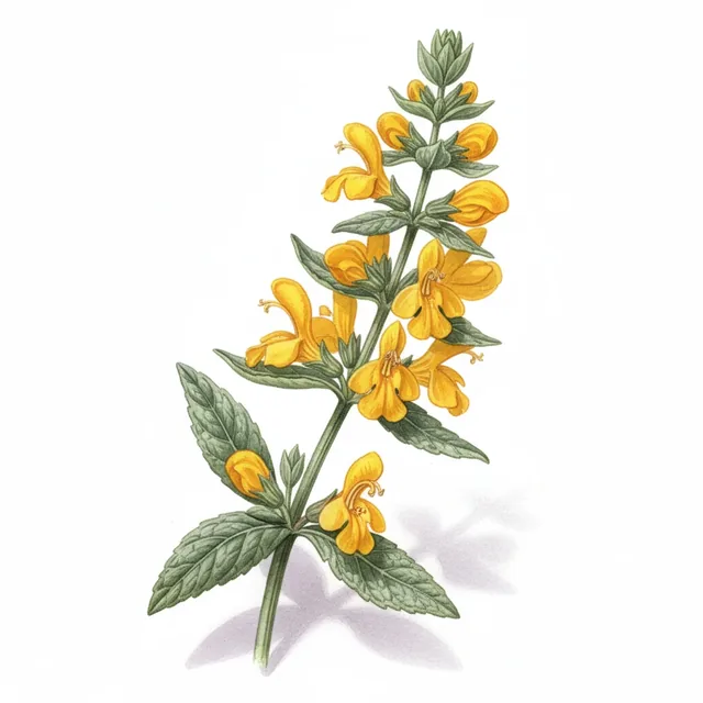 Phlomis jaune, illustration botanique