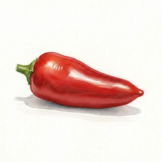 Piment Jalapeno Rouge, illustration botanique