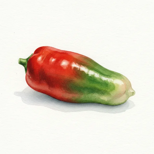 Piment Padron, illustration botanique