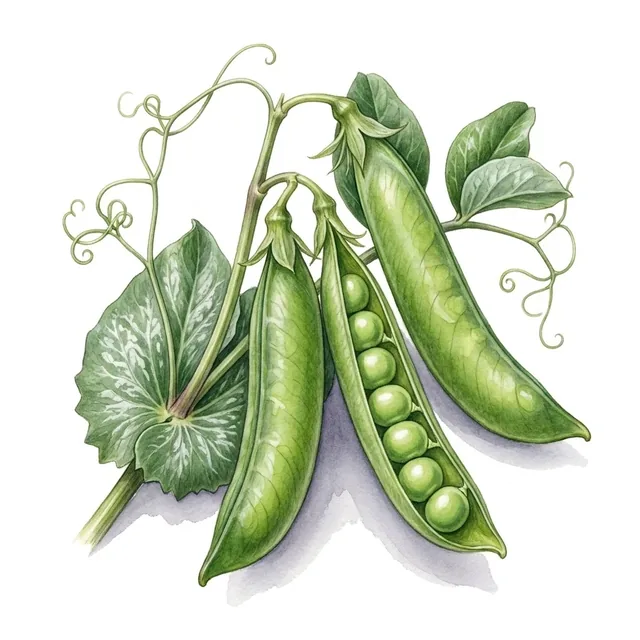 Pois Croquant A Rame Delikett, illustration botanique