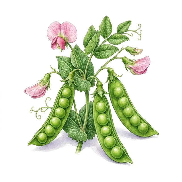 Pois nain à écosser Douce Provence, illustration botanique