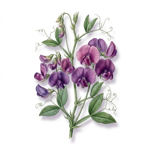 Pois vivace, illustration botanique