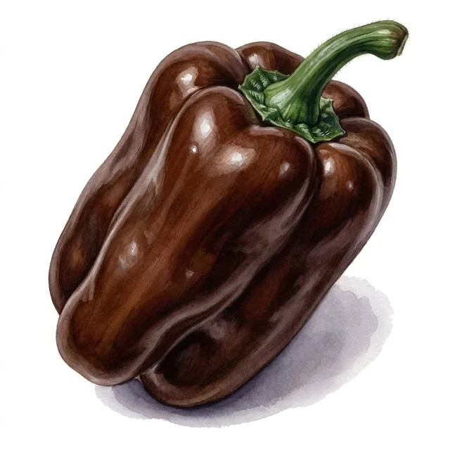 Poivron Chocolat (Sweet Chocolate), illustration botanique