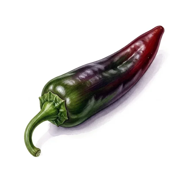 Poivron Murasaki Purple, illustration botanique