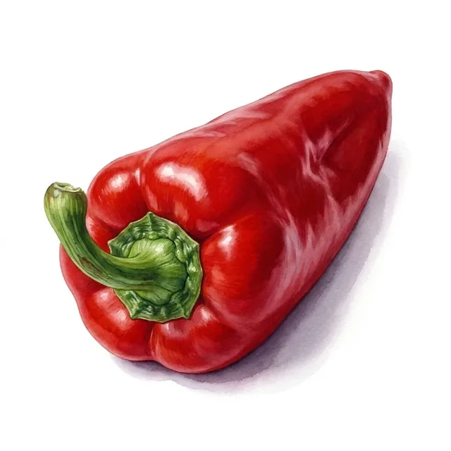 Poivron Robertina, illustration botanique