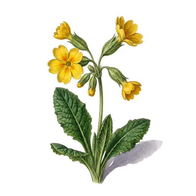 Primevere Officinale, illustration botanique