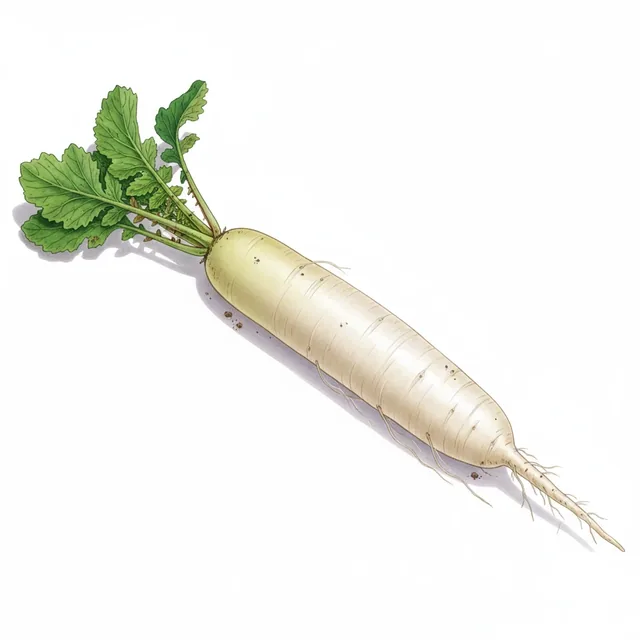 Radis Daikon Mino Early, illustration botanique