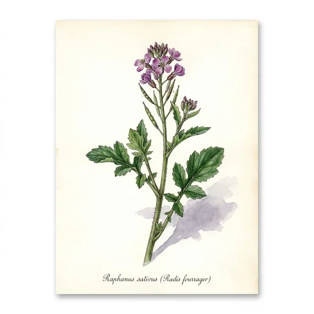 Radis fourrager (engrais vert), illustration botanique