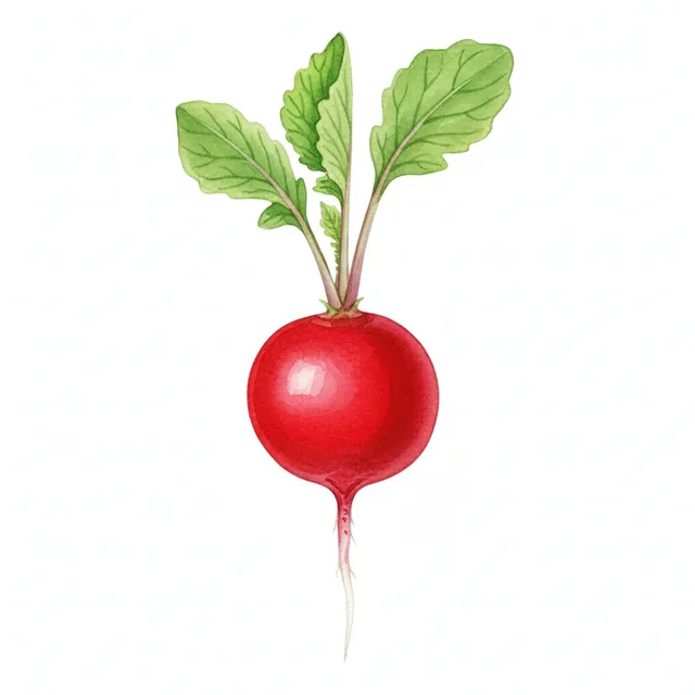 Radis Rond Ecarlate, illustration botanique