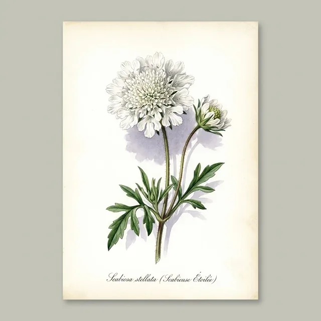Scabieuse Etoilee, illustration botanique