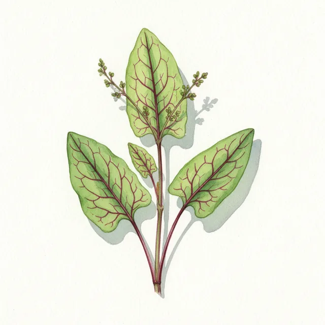 Sorrel Red Veined Sorrel, illustration botanique