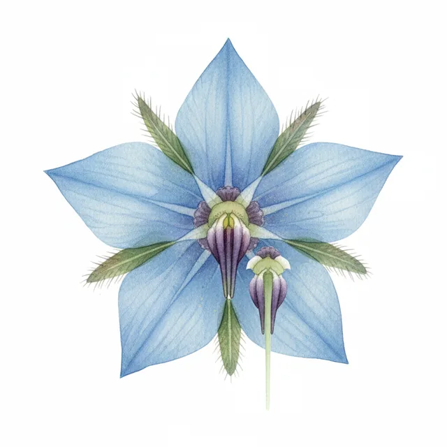 Starflower Blue Flowers, illustration botanique