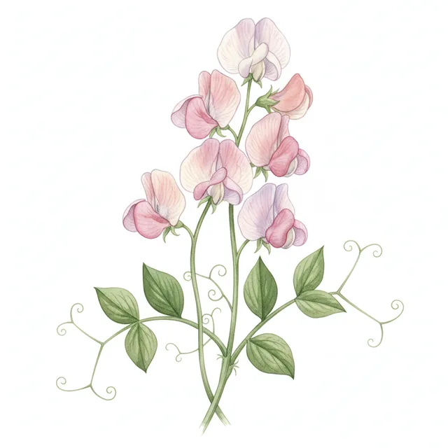 Sweet Pea Butterfly, illustration botanique