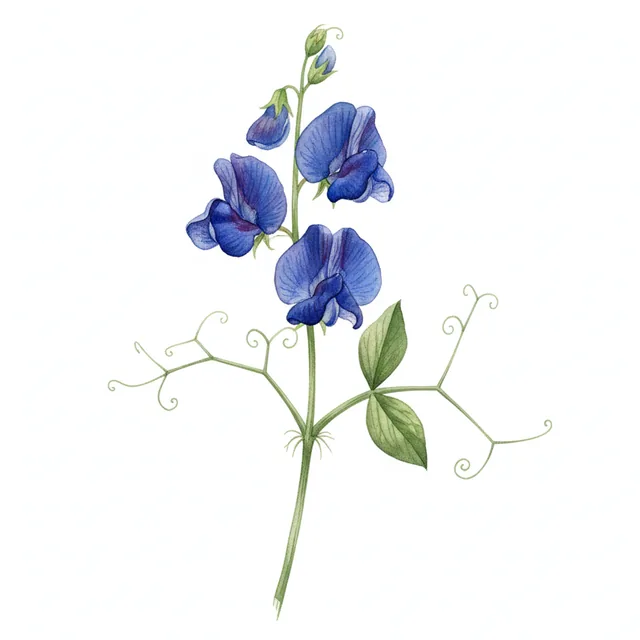 Sweet Pea Captain Of The Blues, illustration botanique