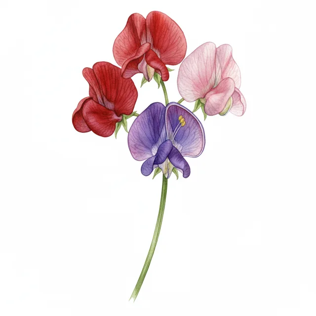 Sweet Pea Royal Family, illustration botanique