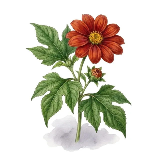 Tithonia, illustration botanique