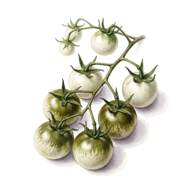 Tomate cerise tempête de Sable, illustration botanique